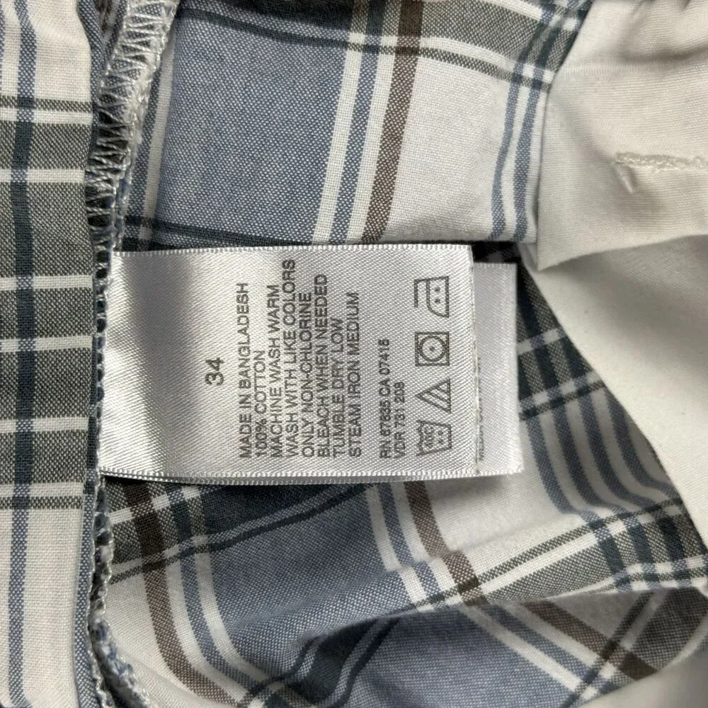 Nautica Men's Shorts Size 34 Casual Flat Front Plaid White Blue Y2K Skater Surf